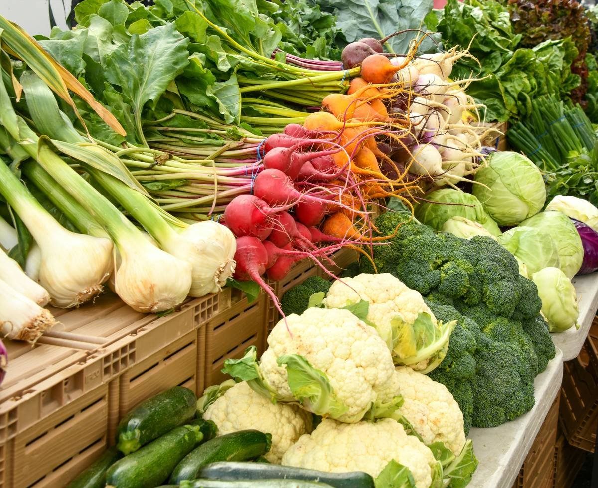 prepared foods fresh from the farm: colorful bowls of roasted vegetables, grilled chicken, and quinoa on a rustic wooden table